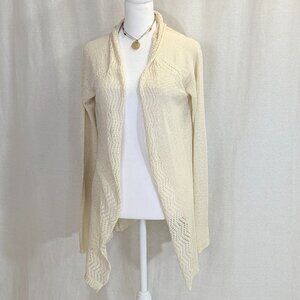 Keren Hart Size Small Cream Colored Open Weave Cardigan